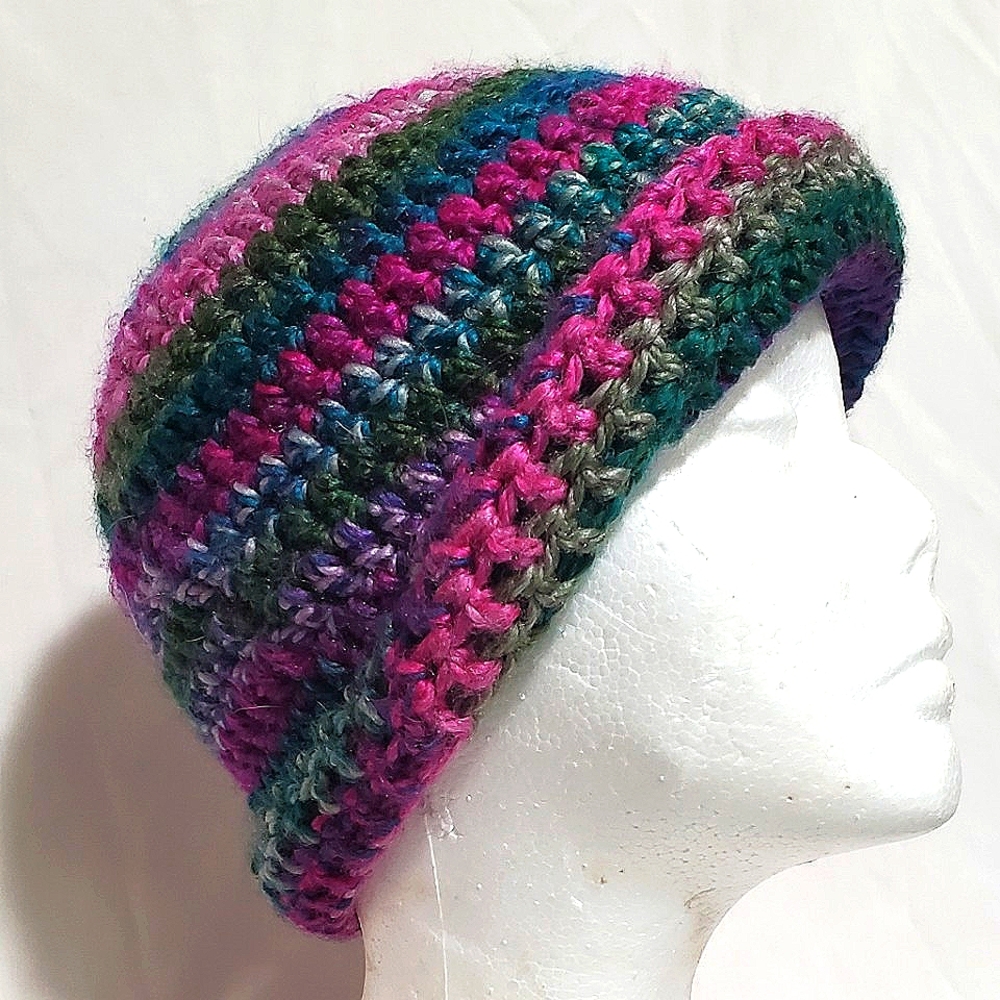 Unique One of a Kind Handmade Beanie winter hat cap multicolor